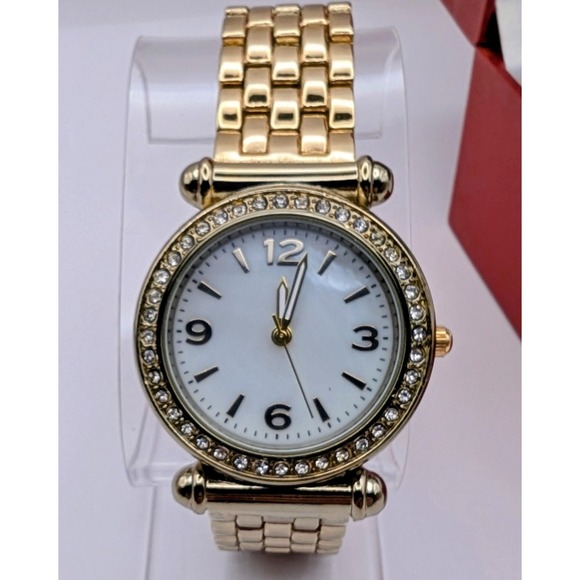 Japan Movement Accessories - Goldtone & Rhinestones Unisex Watch FMDAL745 Stainless 6 1/4 in Long New Battery